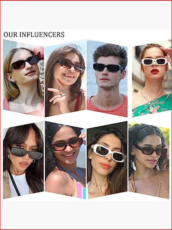 Retro Square Rectangle Sunglasses UV400 Protection Non-Polarized Plastic Frame main image 6